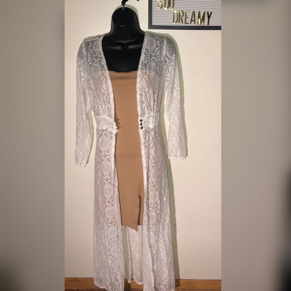 Sweaters - White Lace Detailed Open Cardigan